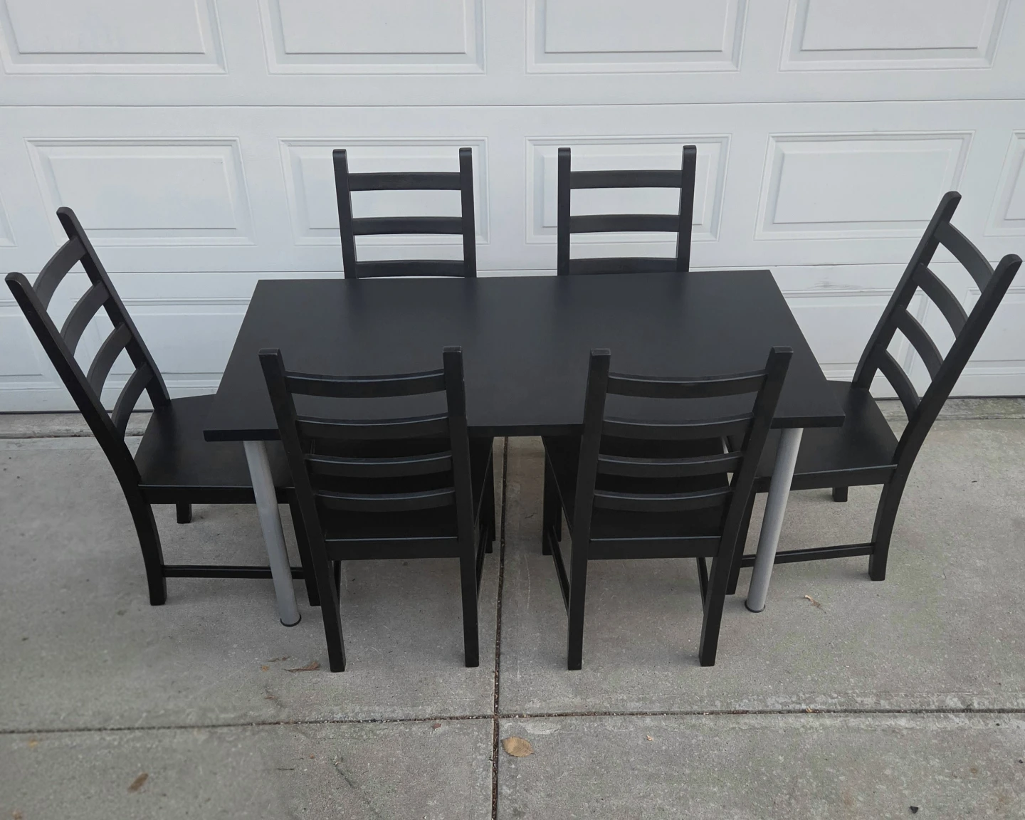 IKEA Dining Set. Table and 6 Dark Wooden Chairs. Great Condition