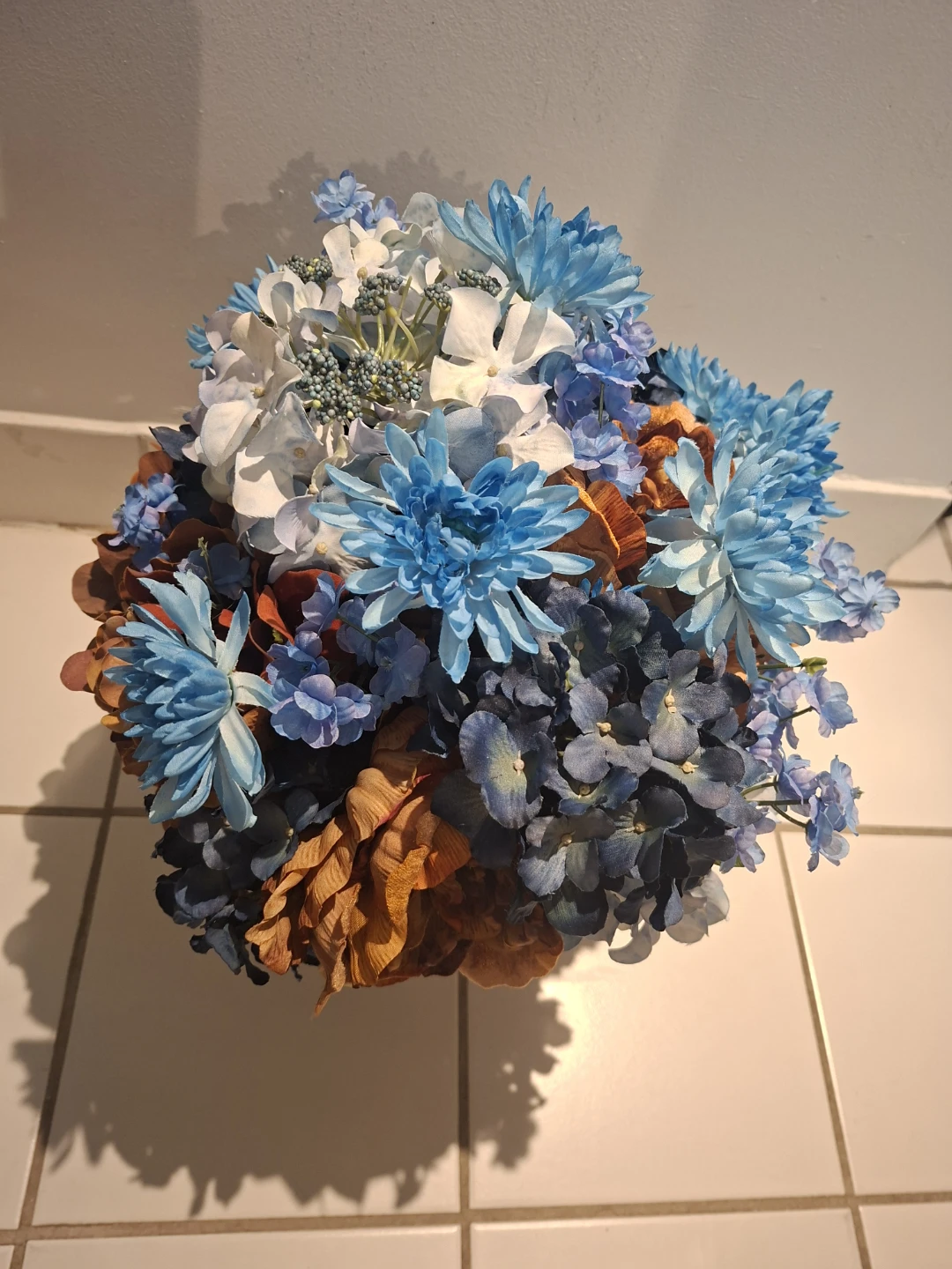 Artificial Floral Bouquet Blue and Brown - photo 2