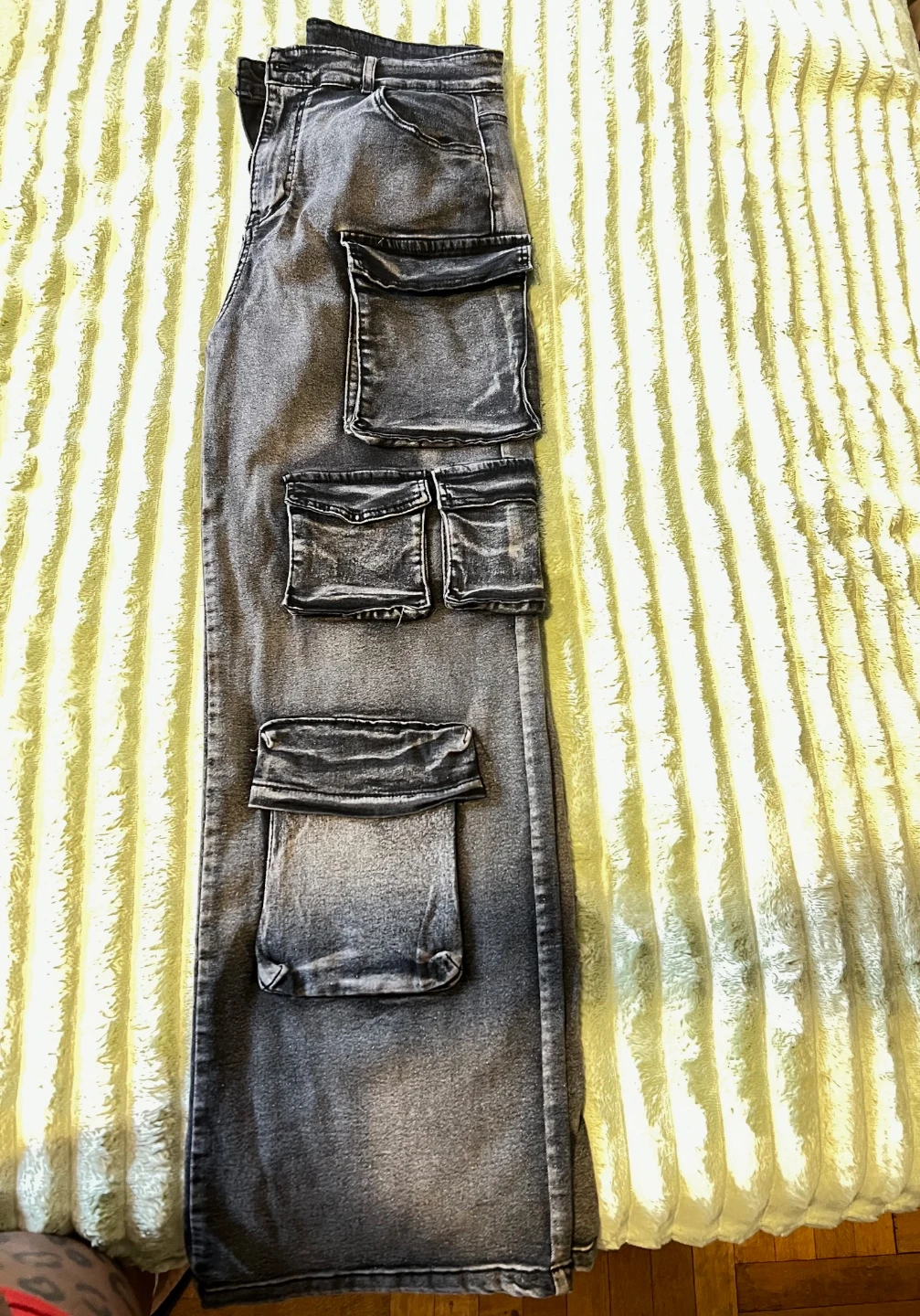 Black Acid Wash Cargo Jeans Size XL - photo 4