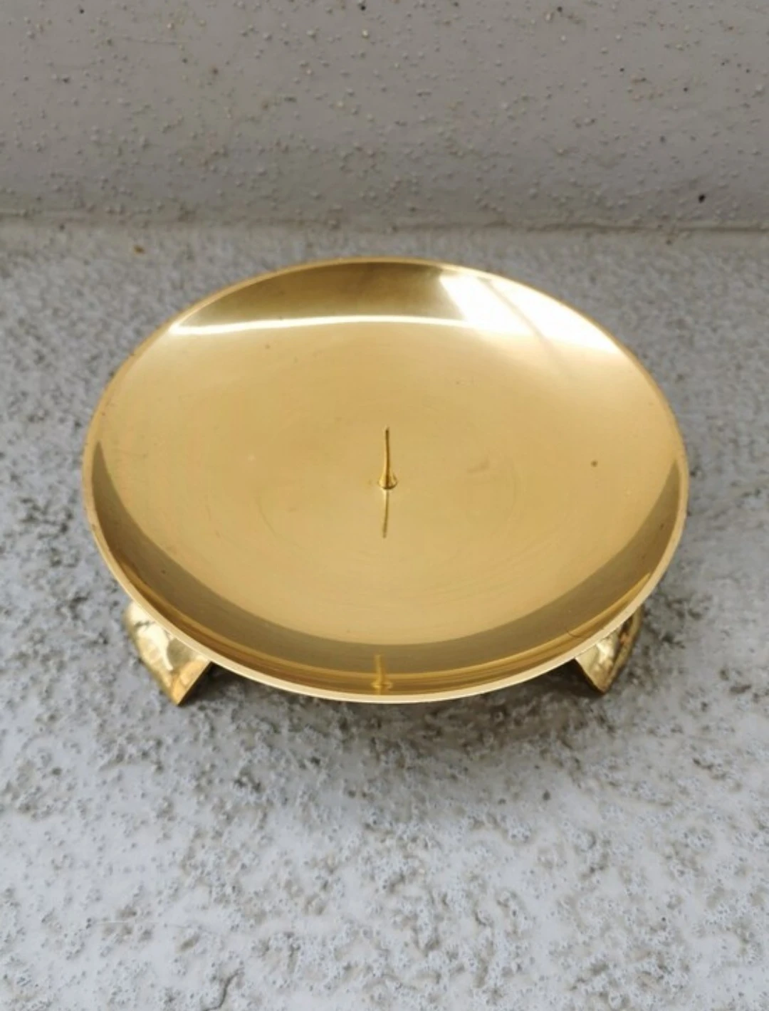 Vintage Solid Brass Pillar Candle Holder - photo 2