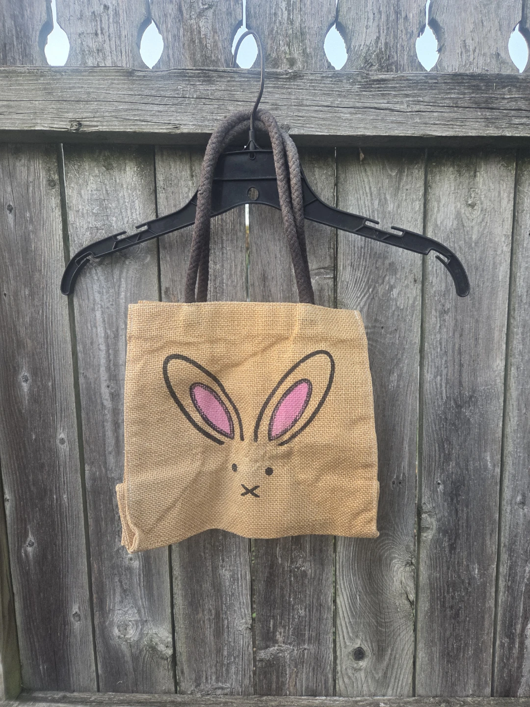 Burlap Rabbit Tote Bag