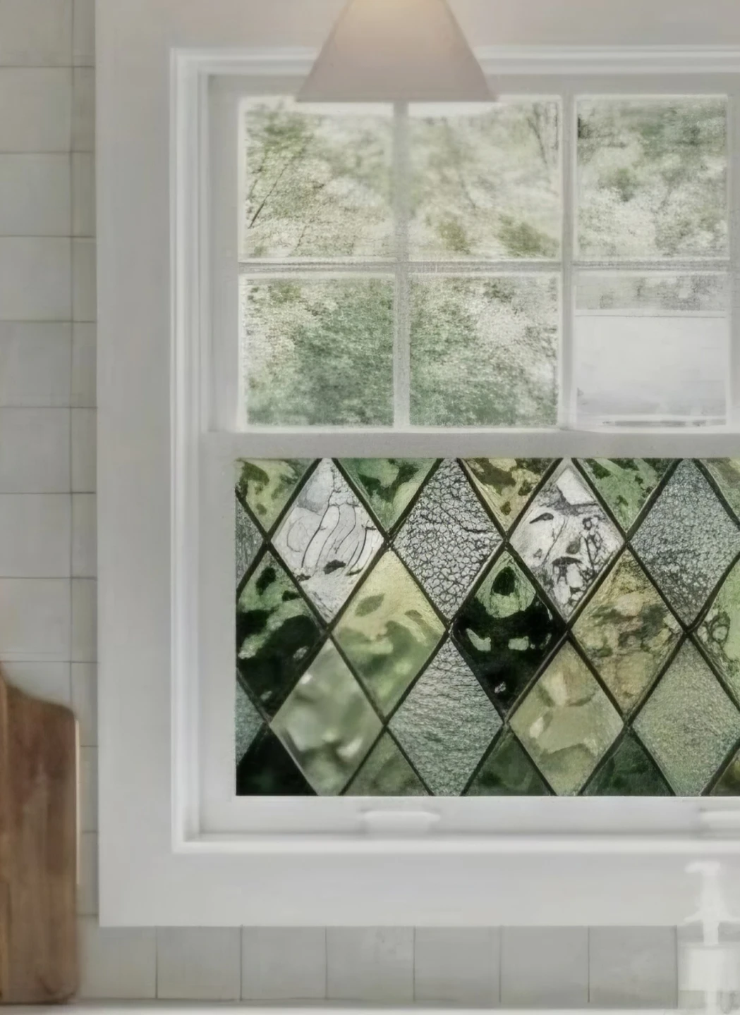 Stained Glass Style Window Film Matte Green
