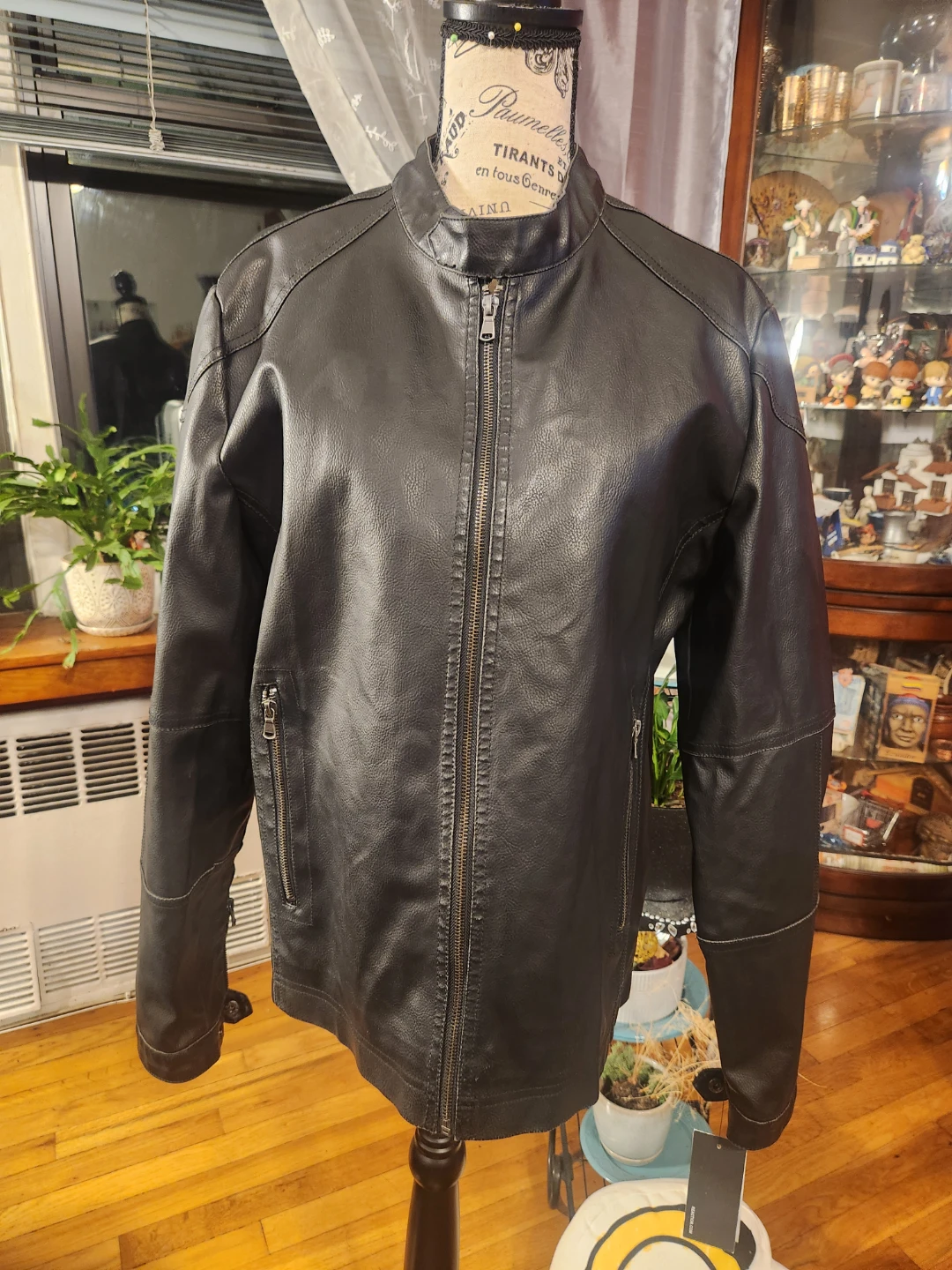 Kenneth Cole Reaction NWT Black Faux Leather Moto Racer Jacket