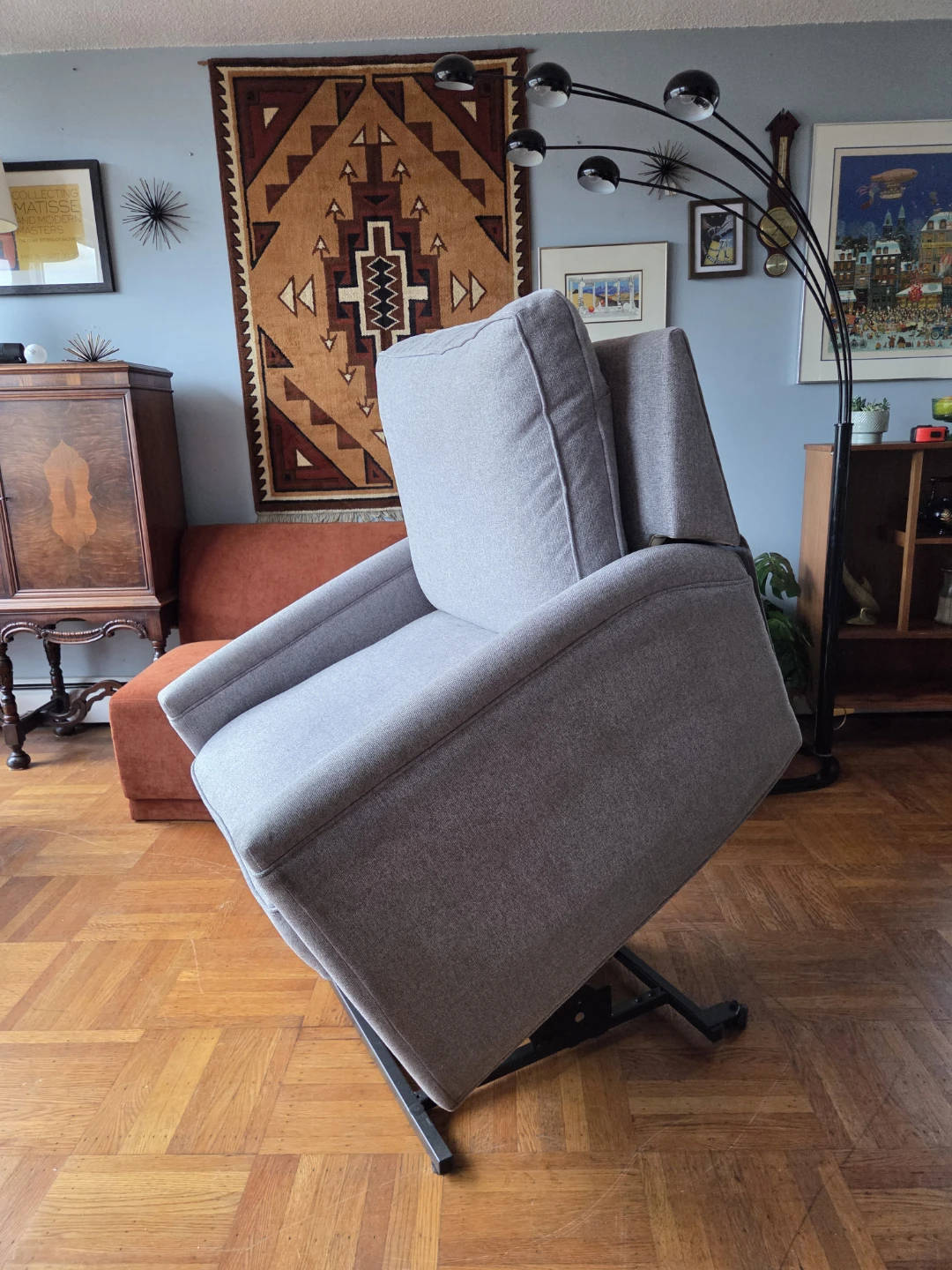 Heavy-Duty Light Grey Fabric Power Lift Recliner - photo 2