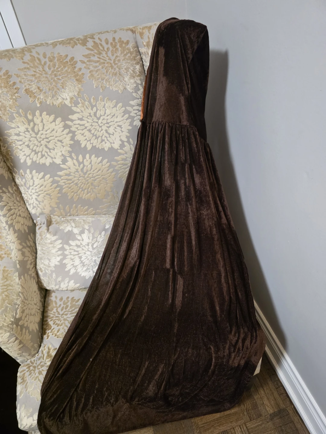 Brown velvet cape for kids 40"