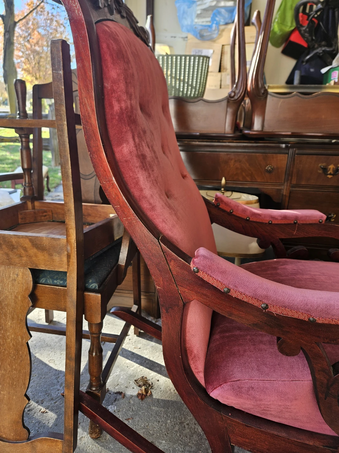 Vintage Velvet Rocking Chair - photo 3