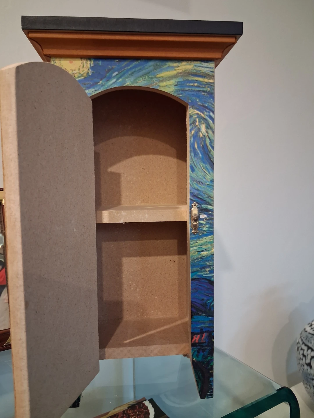 Original 12" Hubertucour Starry Night Wooden Cabinet - photo 3
