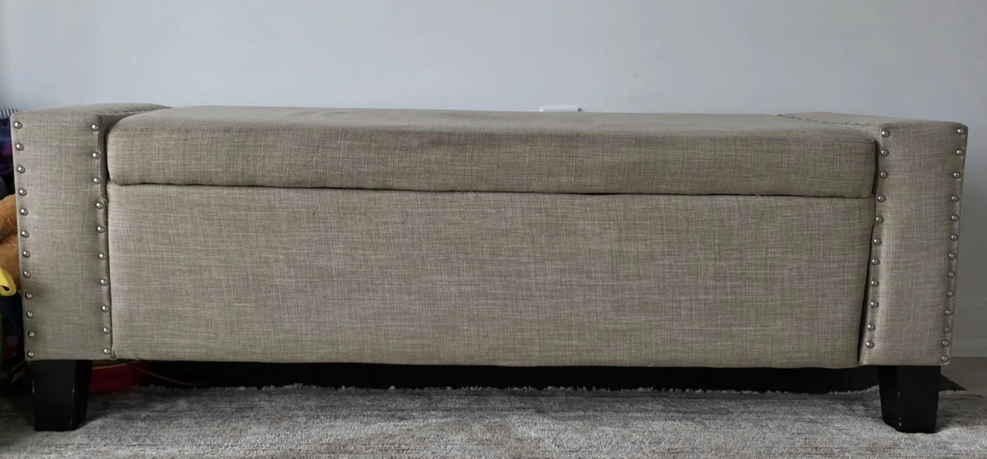 Beige Upholstered Storage Bench - photo 3