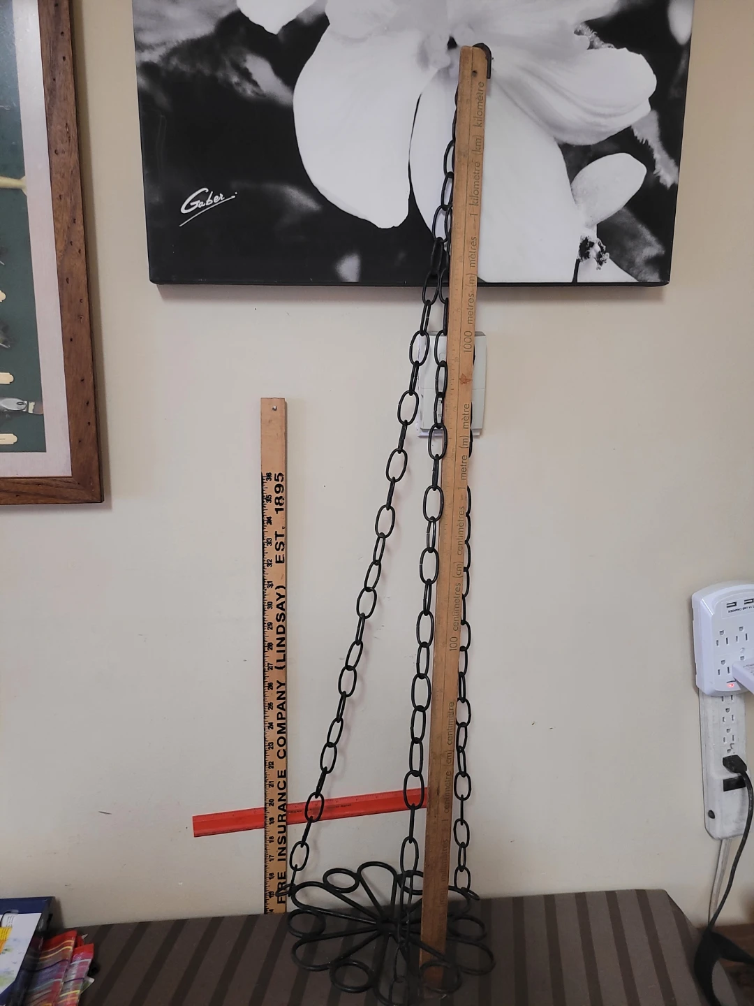 Vintage Black Metal Hanging Planter 36" H x 9.5" W Basket - photo 3