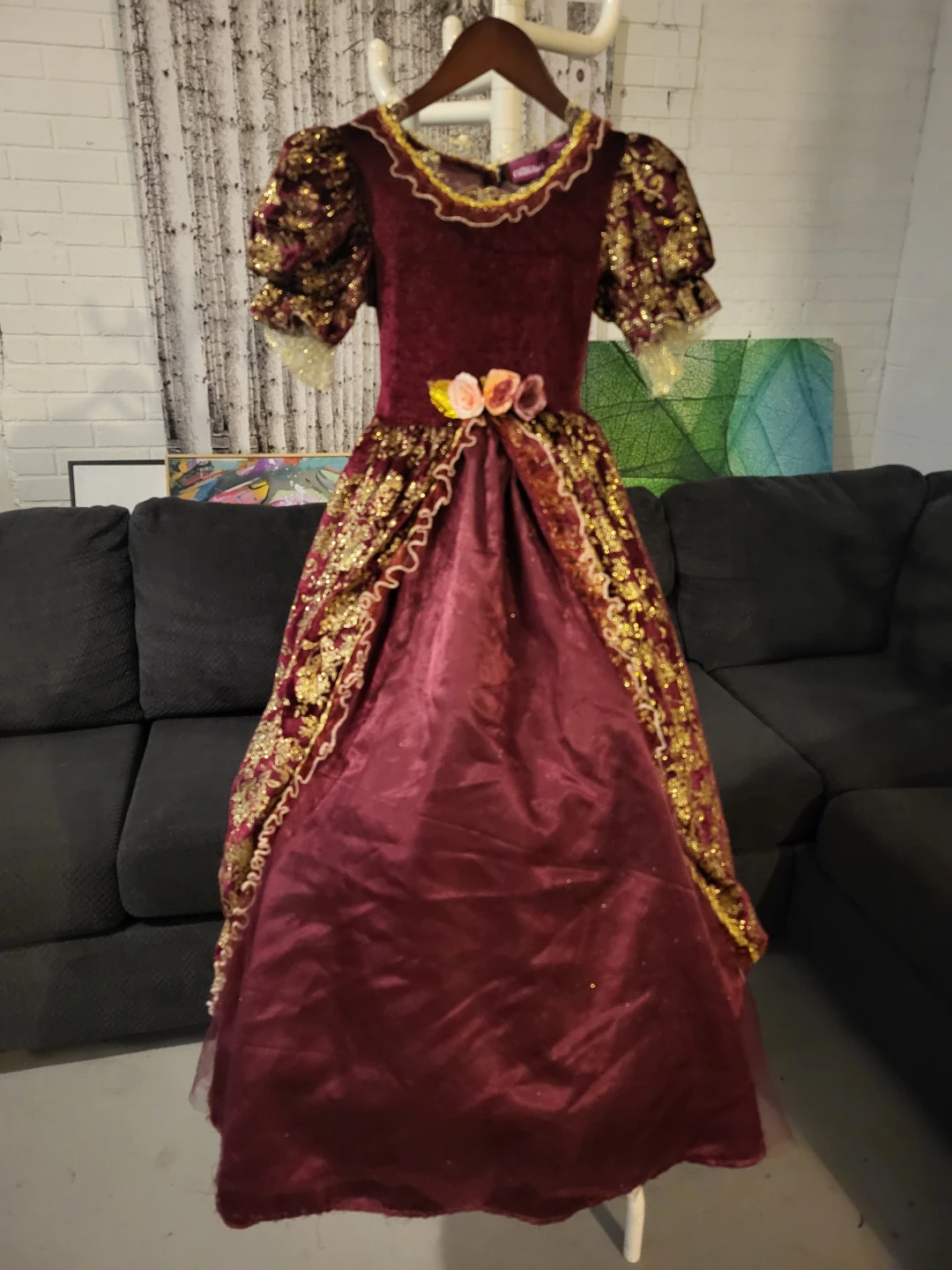 Renaissance Style Velvet Costume Gown and Cape Size 7/8