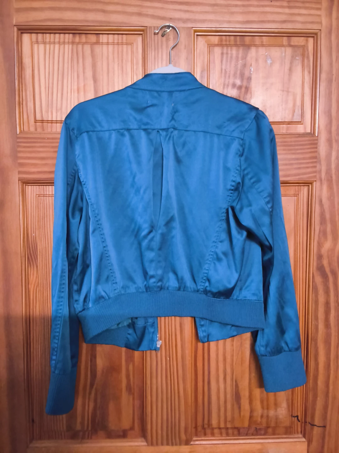 MAX Teal Satin Bomber Jacket - photo 4
