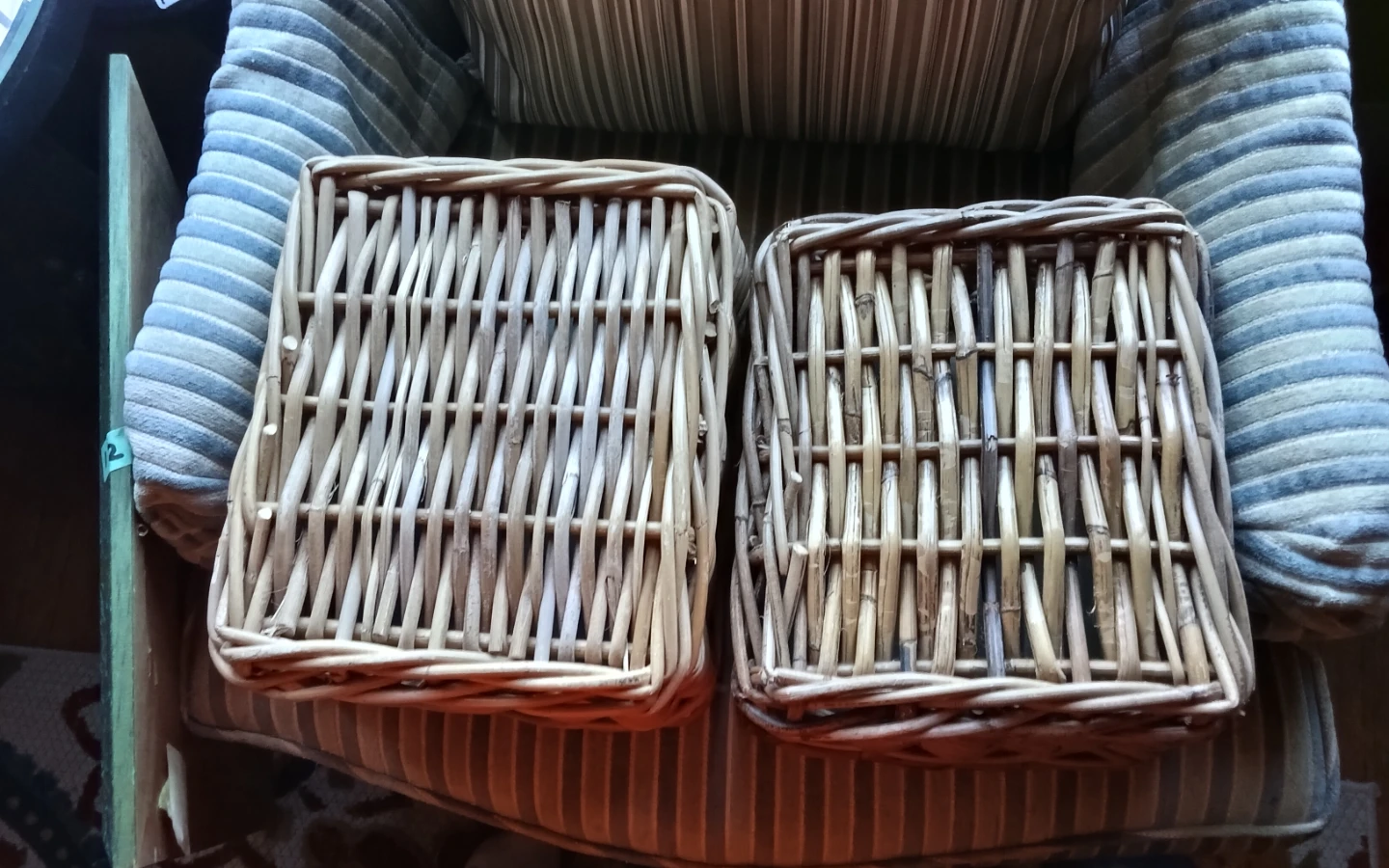 2 IKEA BYHOLMA Gray Woven Rattan Storage Baskets - photo 5