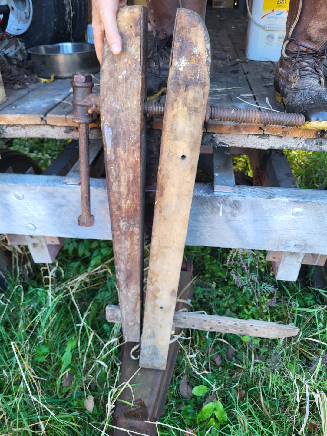 Vintage Wooden Saddle Makers Vise