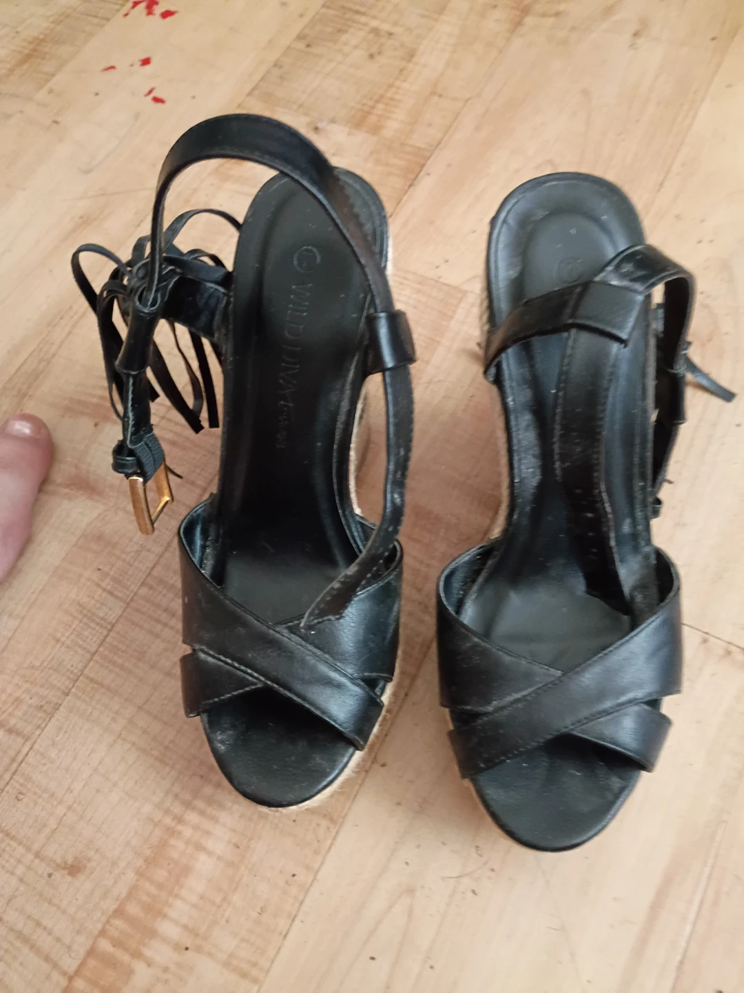 Wild Diva Black Wedge Sandals