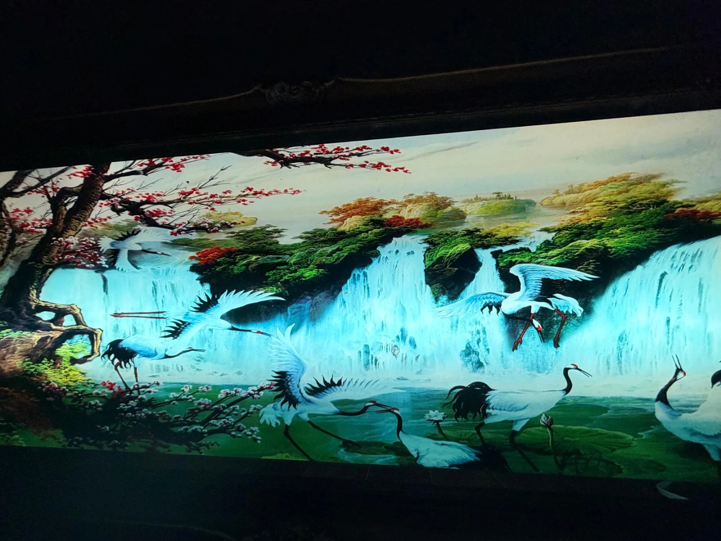 Large Gold Framed Crane and Waterfall Mirror - photo 2