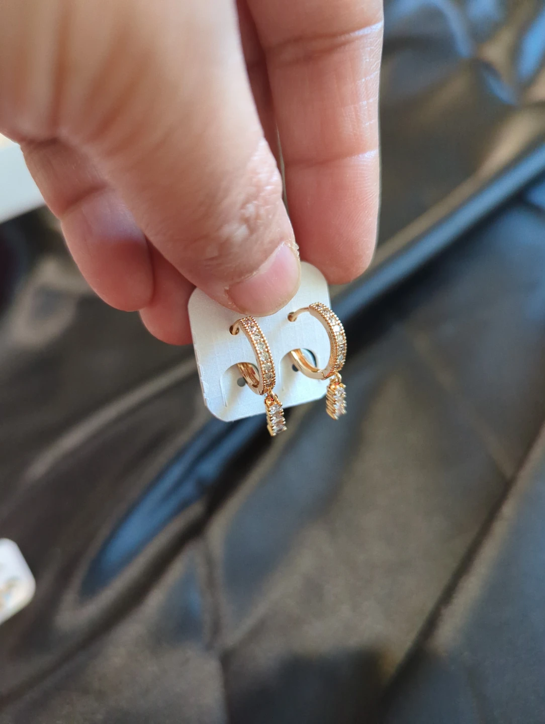 Gold-tone hoop earrings with crystals - photo 4