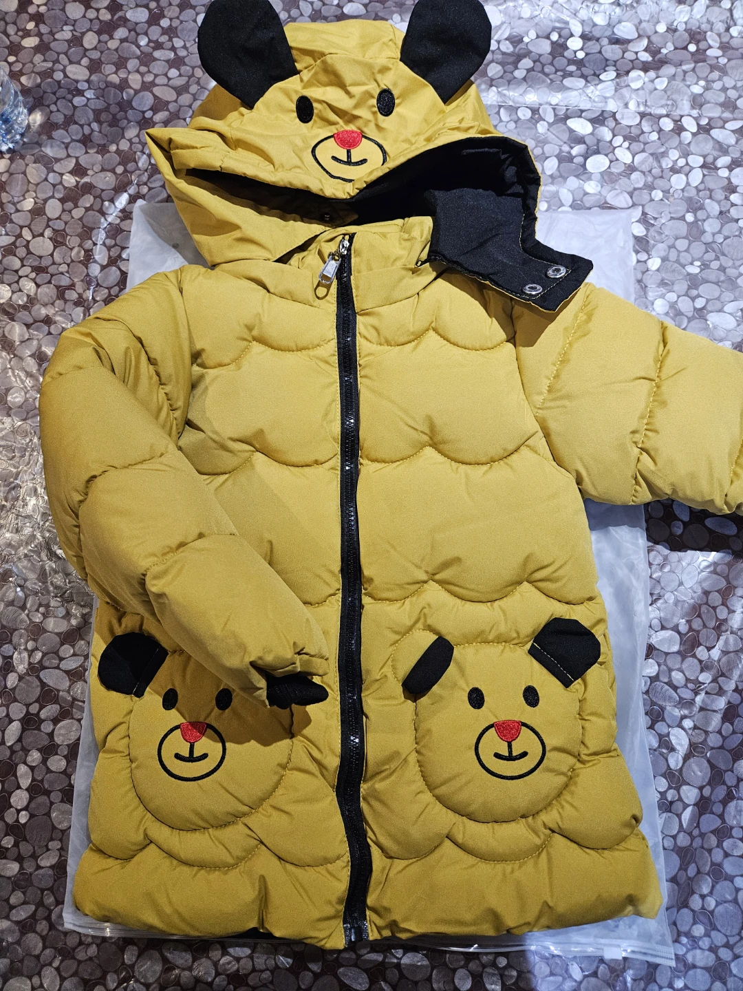 Mustard Yellow Bear Puffer Jacket - photo 2