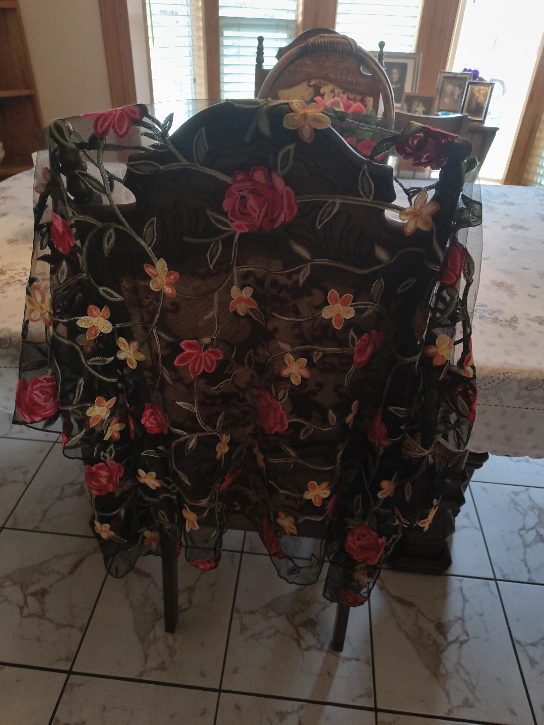Black Floral Embroidered Sheer Cardigan - photo 2