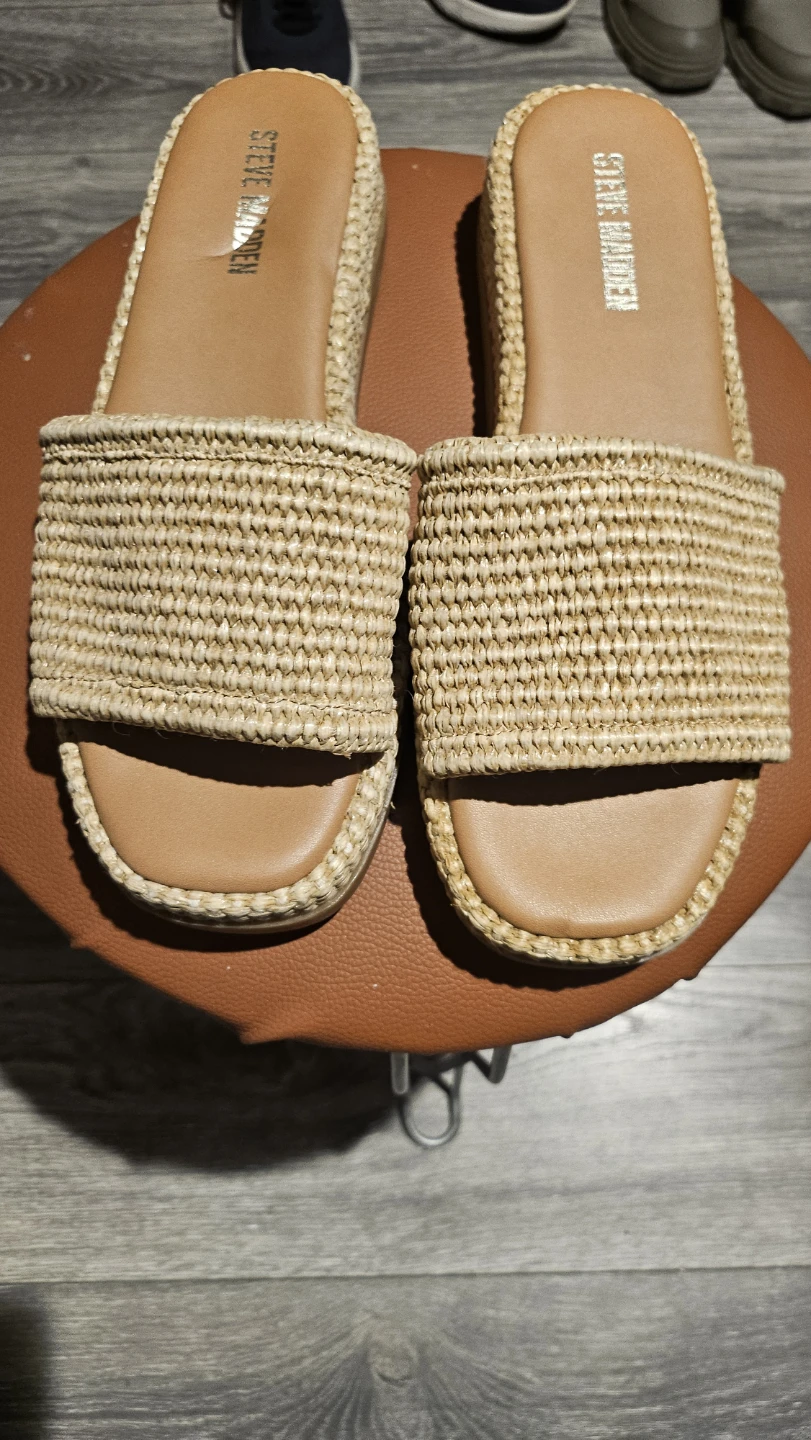 Steve Madden Raffia Platform Slide Sandals
