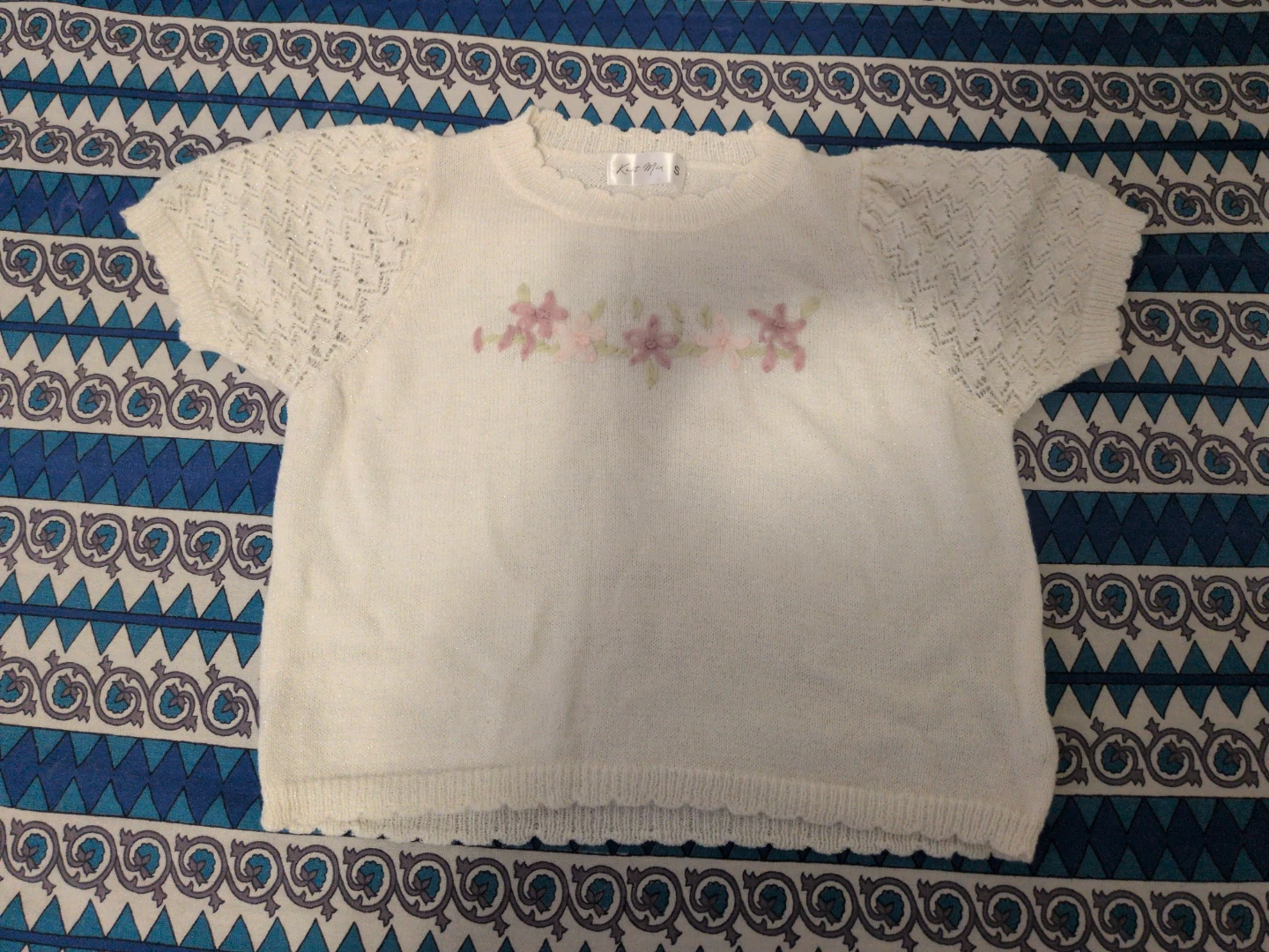 Women's Knit Mix Floral Knit Top - Small