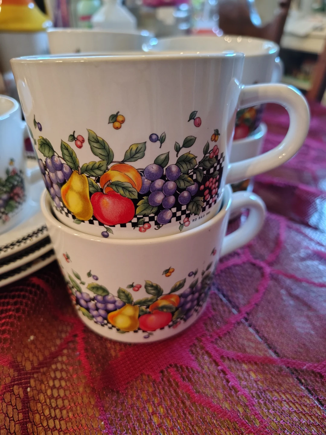 Fruit Design Tea Cups and Saucers Japan Stoneware - photo 2