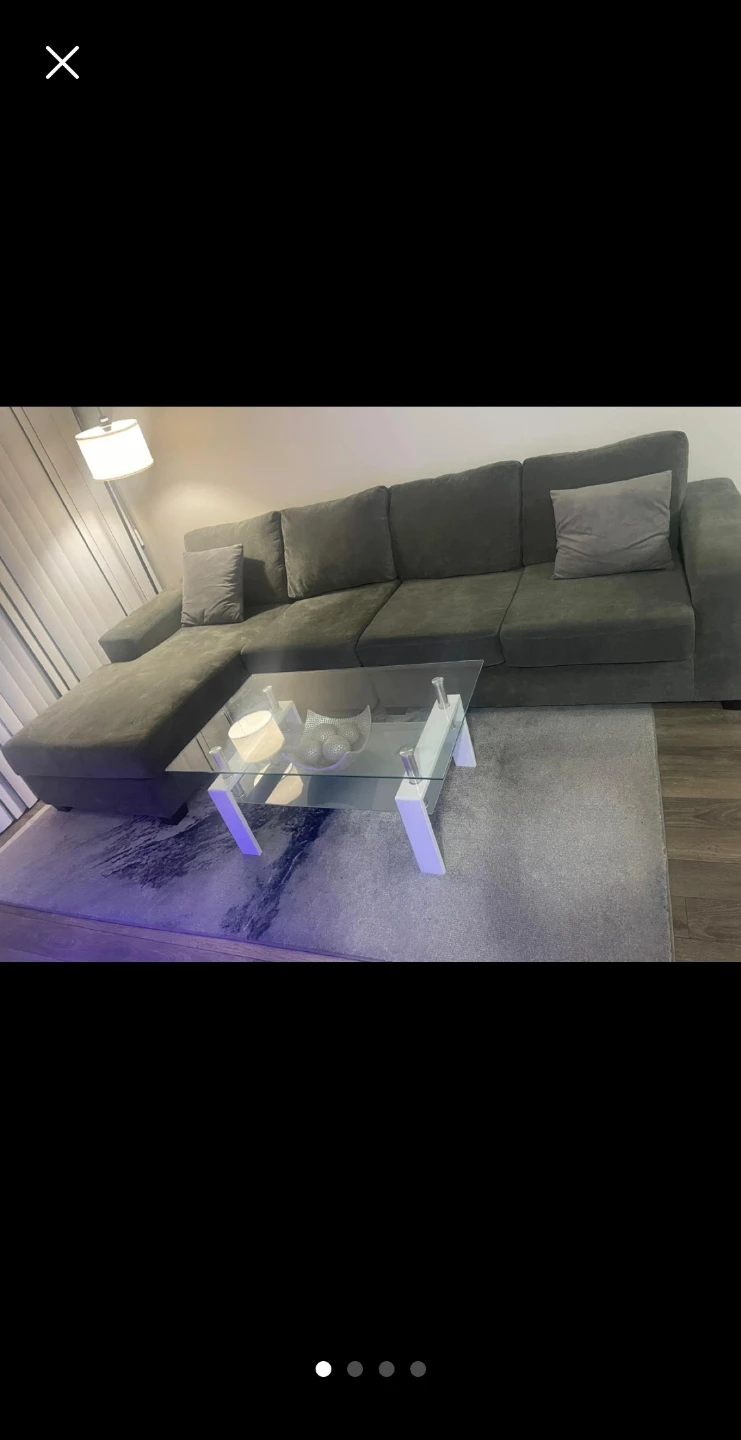 Dark Grey Sectional Sofa with Chaise - photo 2