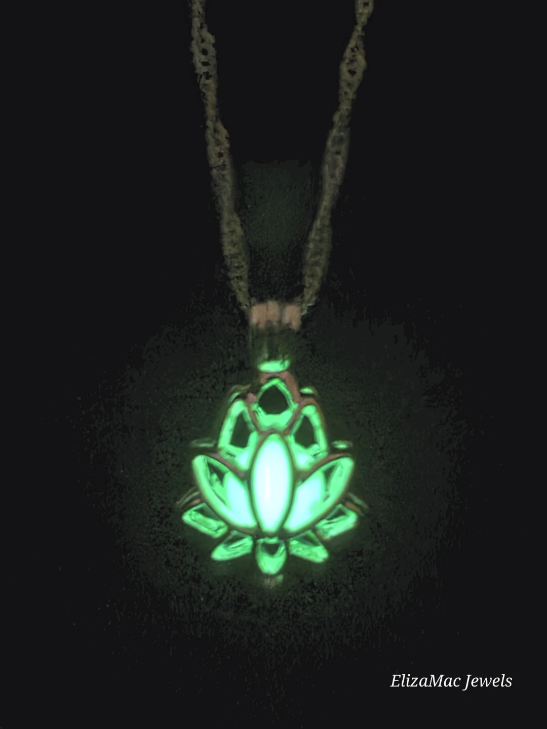ElizaMac Jewels Green Glow-in-the-Dark Lotus Necklace - photo 2
