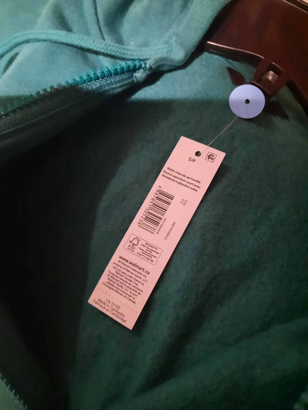 Nobo Teal Crop Zip-Up Hoodie - Size S/P - photo 4