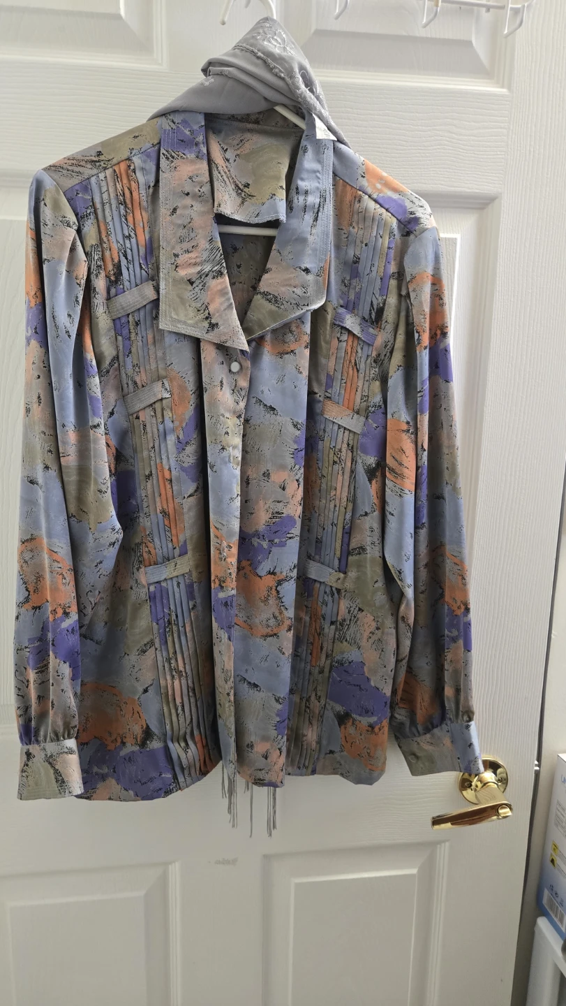 Vintage Abstract Print Button-Up Shirt
