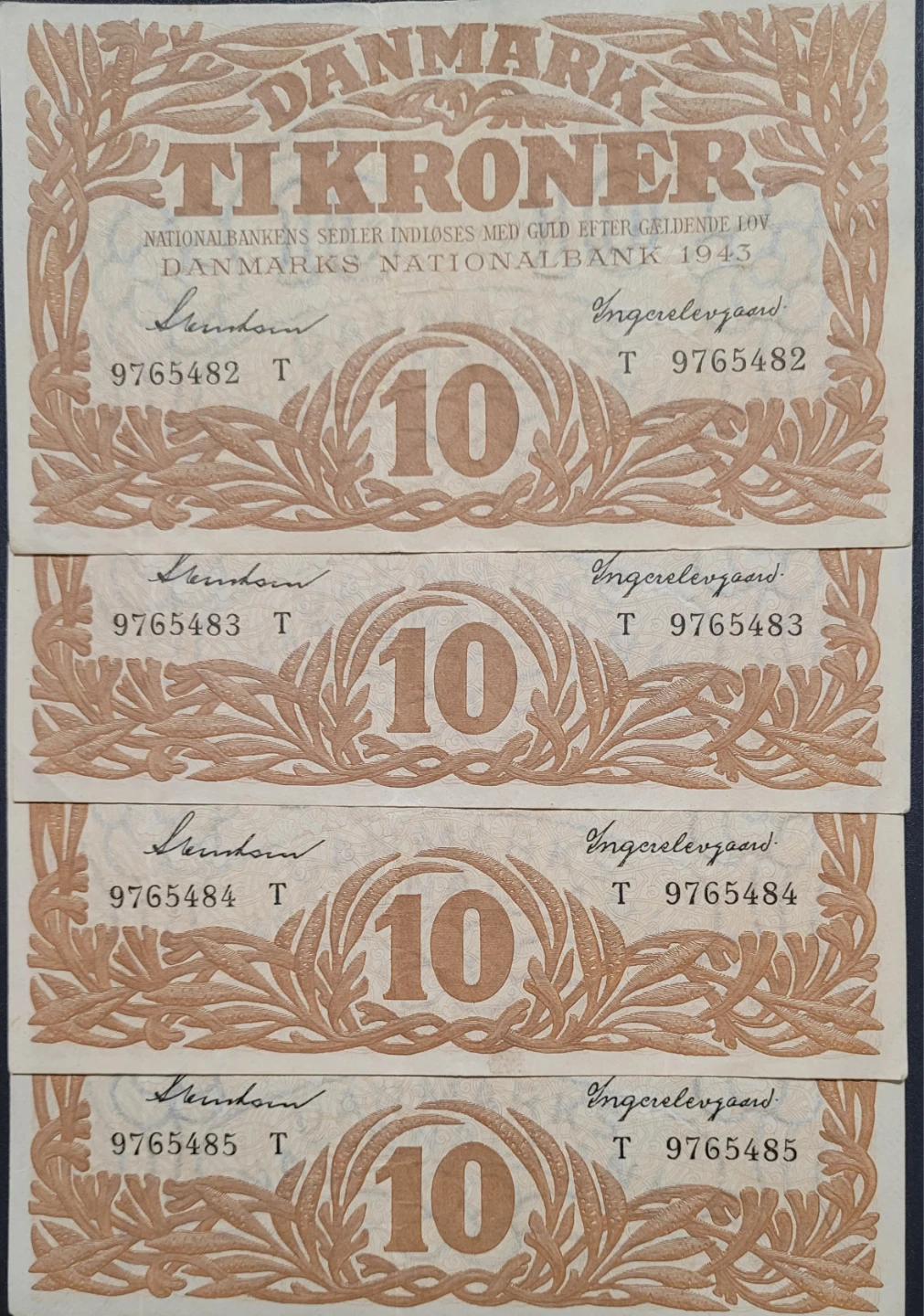 VF  10 Tikroner Danish Banknotes