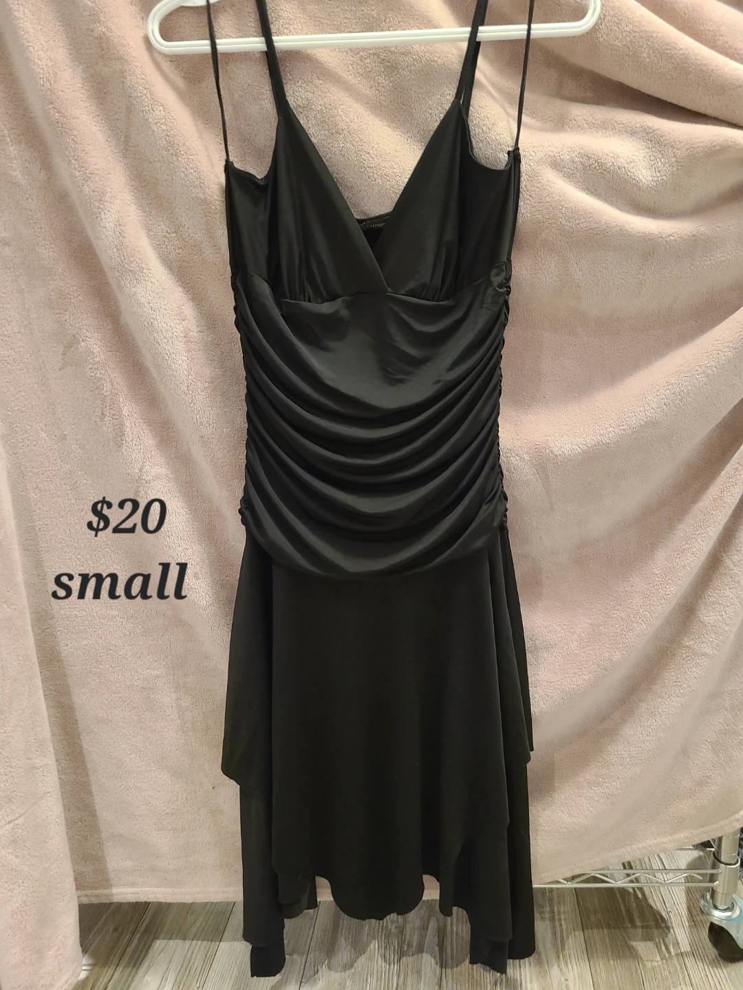 Black Ruched Cami Dress - Small