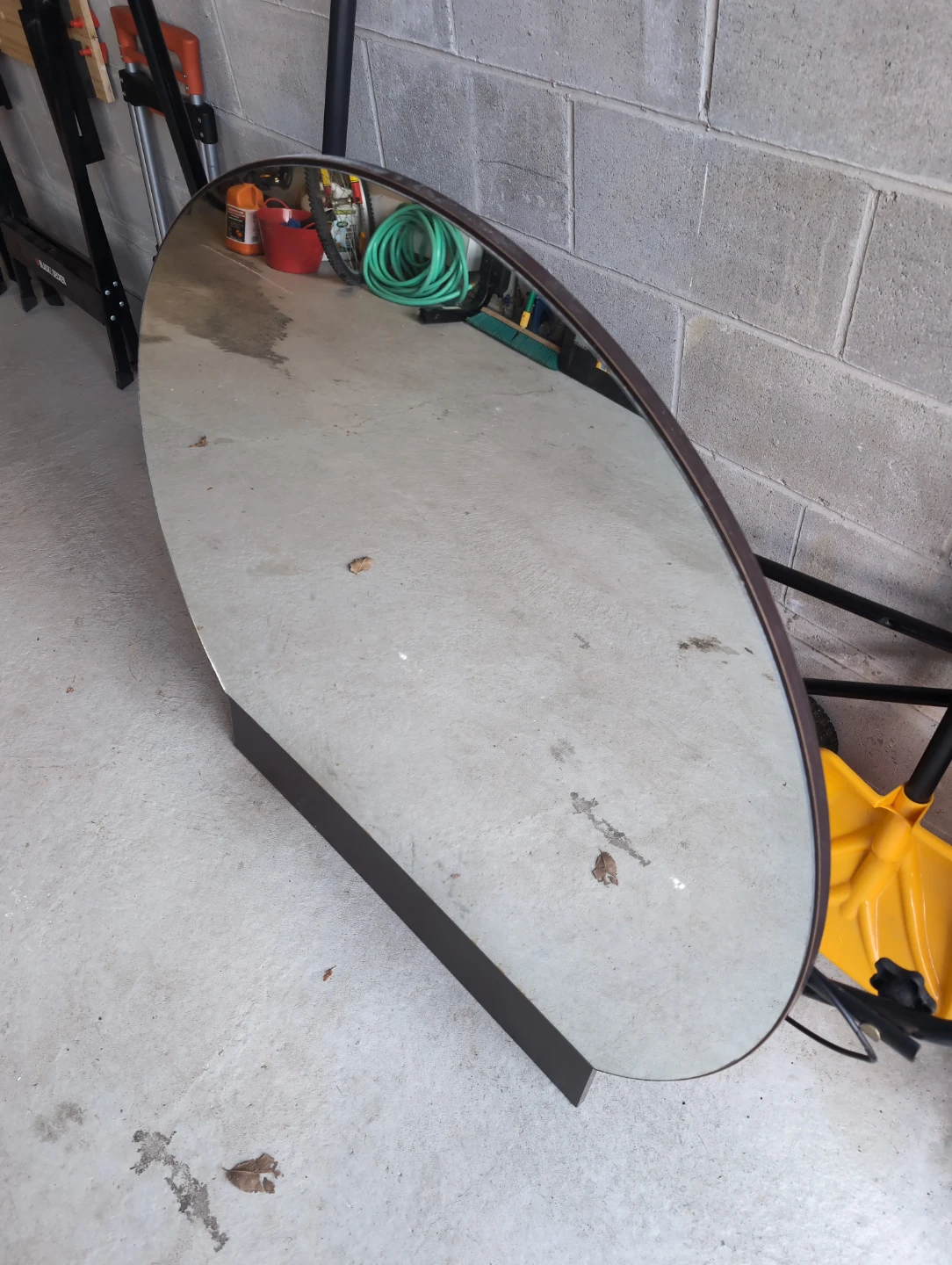 Large Round Dresser Mirror with Dark Frame - photo 2