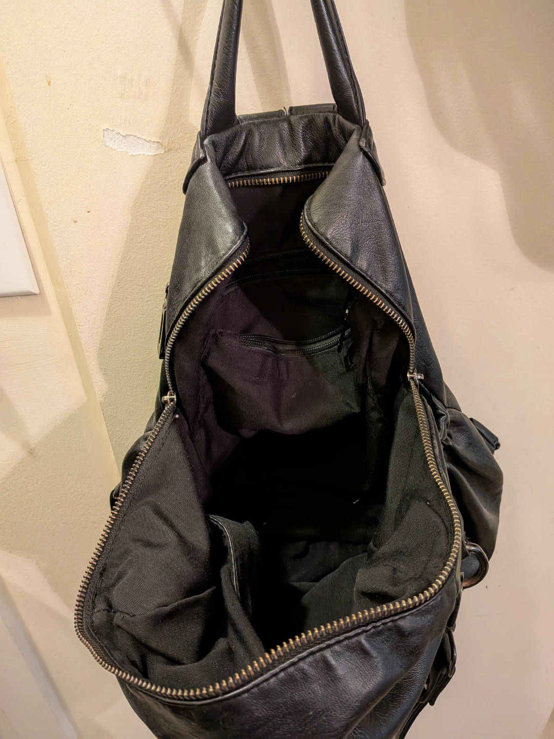 Black Convertible Faux Leather Backpack - photo 4