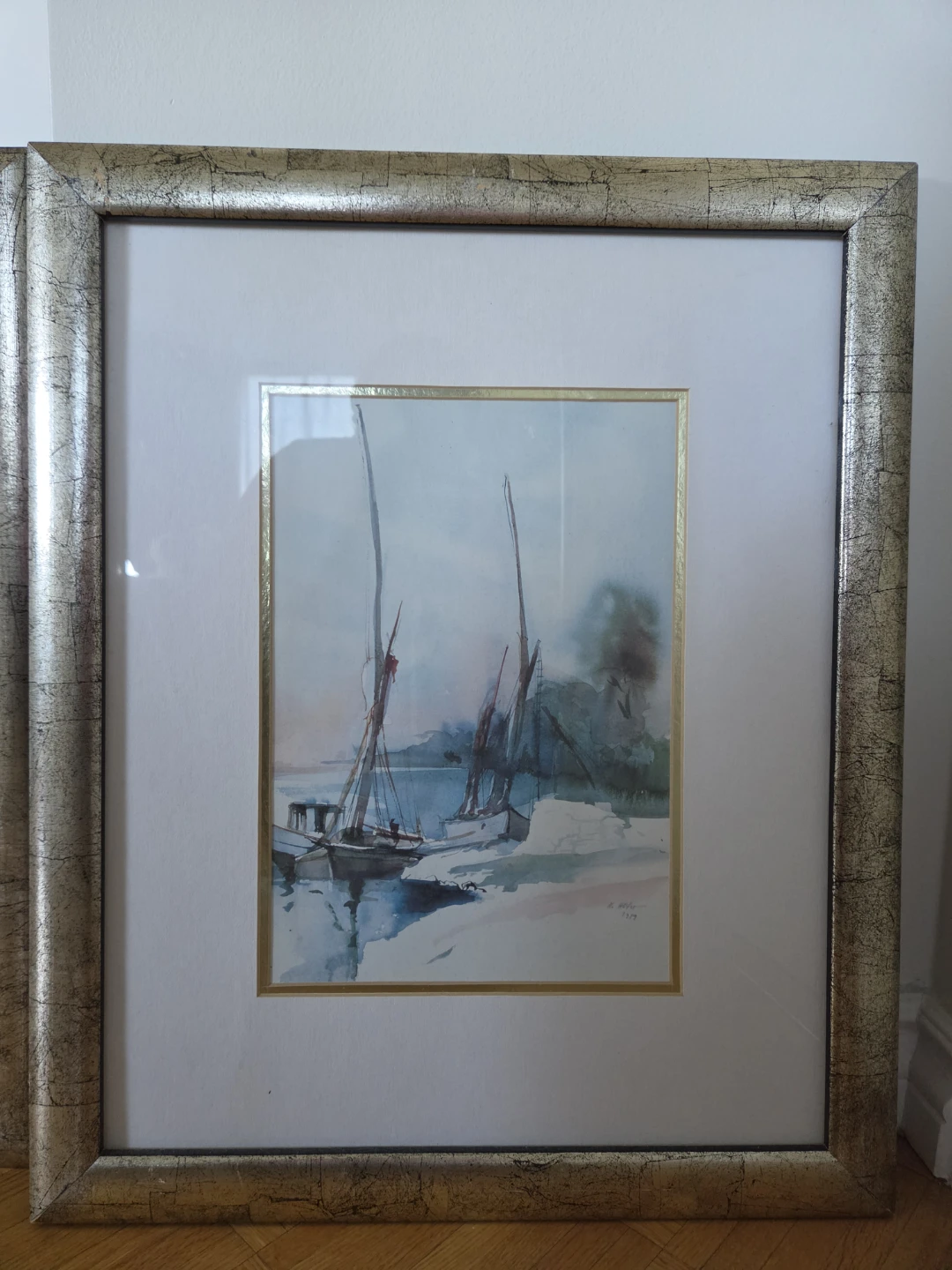 Pair of Framed Maritime Coastal Art Prints – Vintage Boat Decor - photo 2