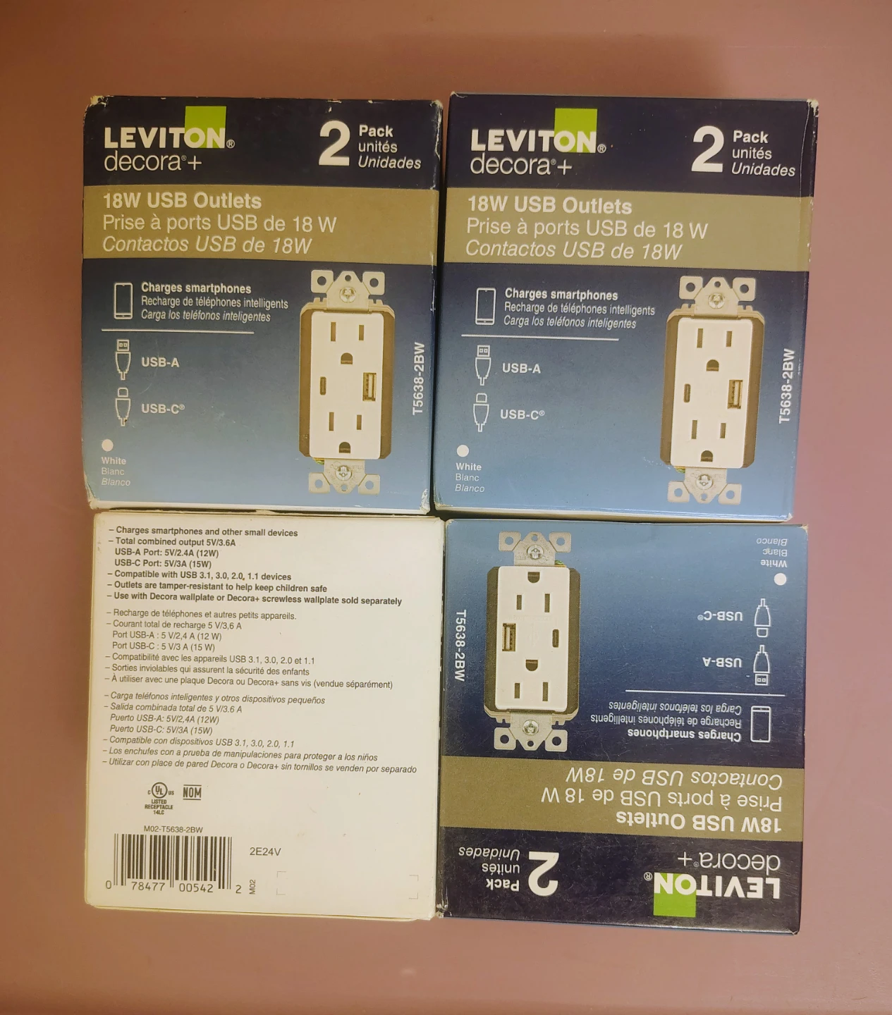 Leviton Decora+ 18W USB Outlets (2 Pack)