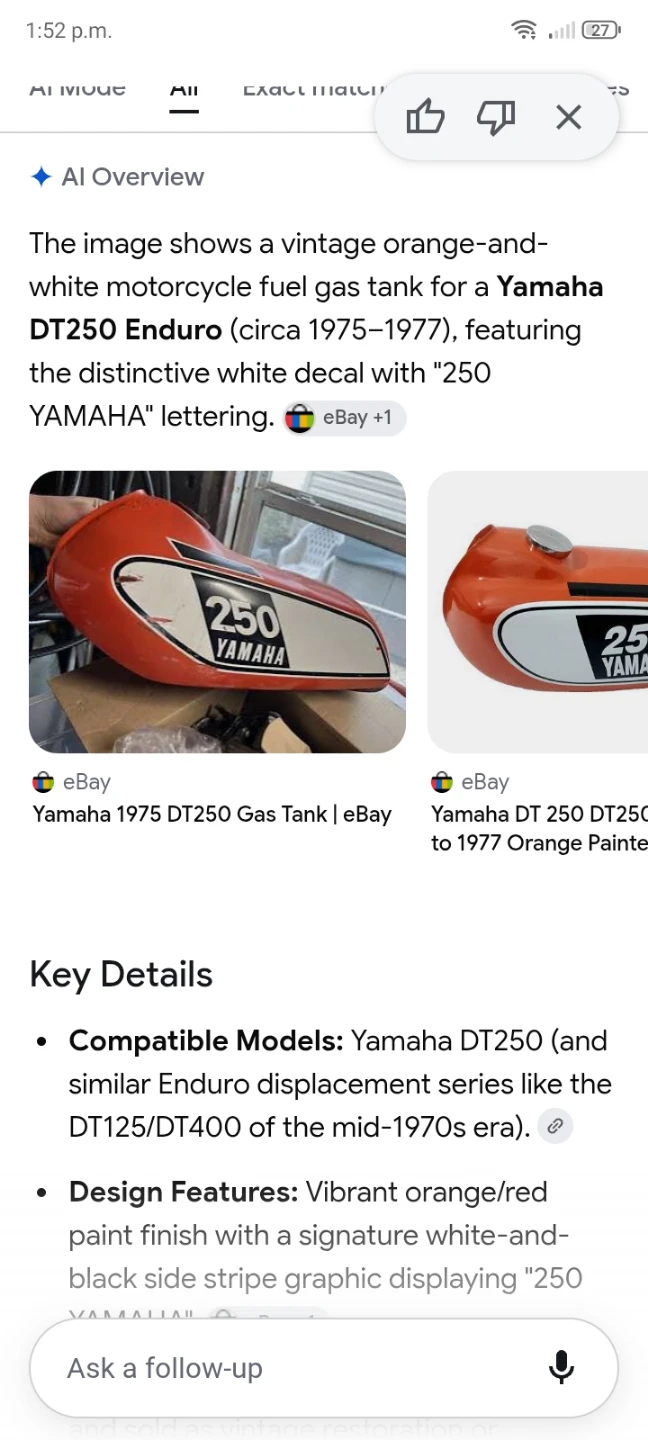 Yamaha dt250 Enduro gas tank 75-77 - photo 3