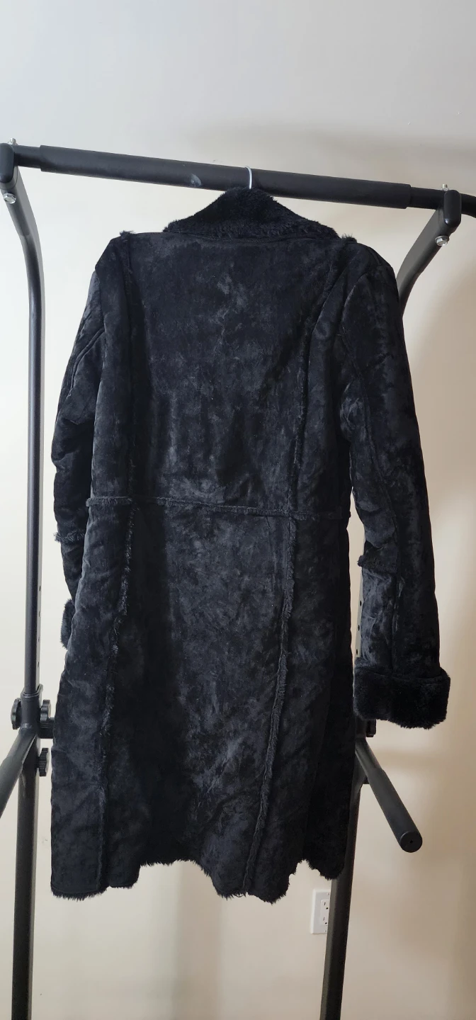 Black Faux Fur Trimmed Coat - photo 2