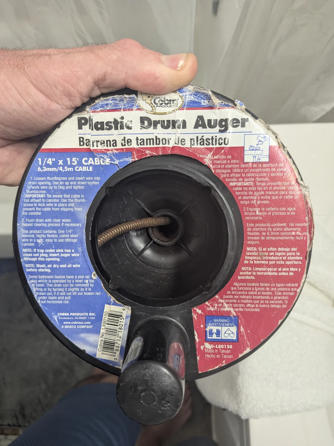Cobra 15-Ft Plumbing Snake / Drain Auger
