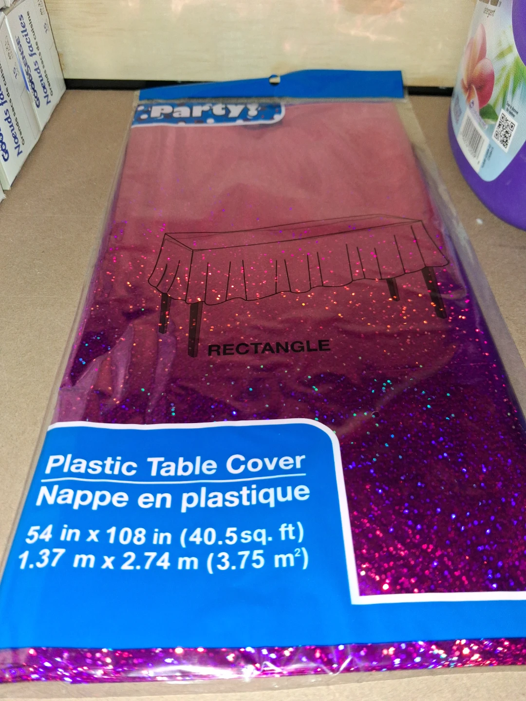 Party! Purple Glitter Plastic Table Cover