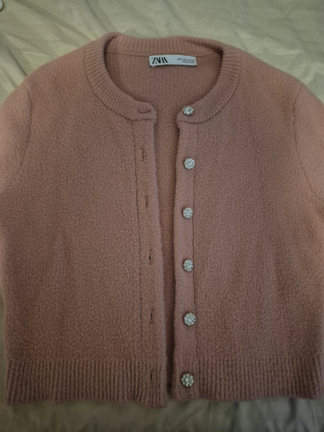 ZARA Pink Cardigan with Crystal Buttons - photo 2