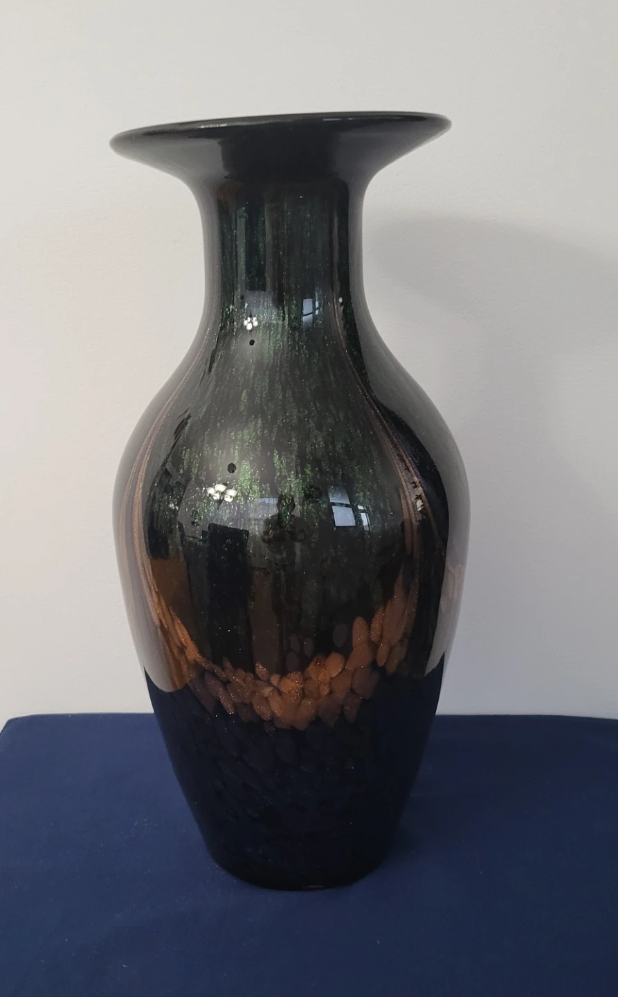 Iridescent Black Glass Vase