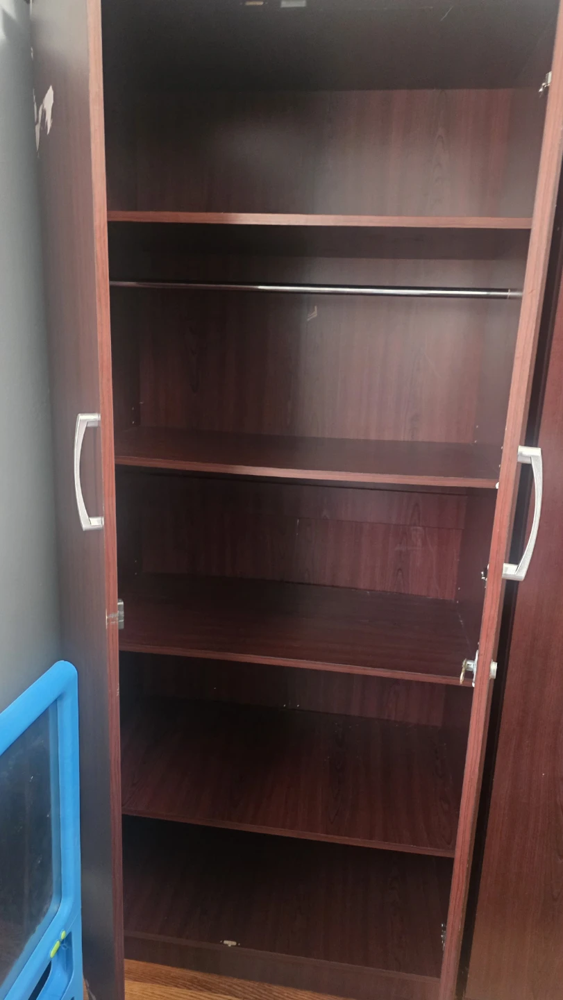 Dark Wood Wardrobe with Interior Shelves and Hanging Rod - photo 3
