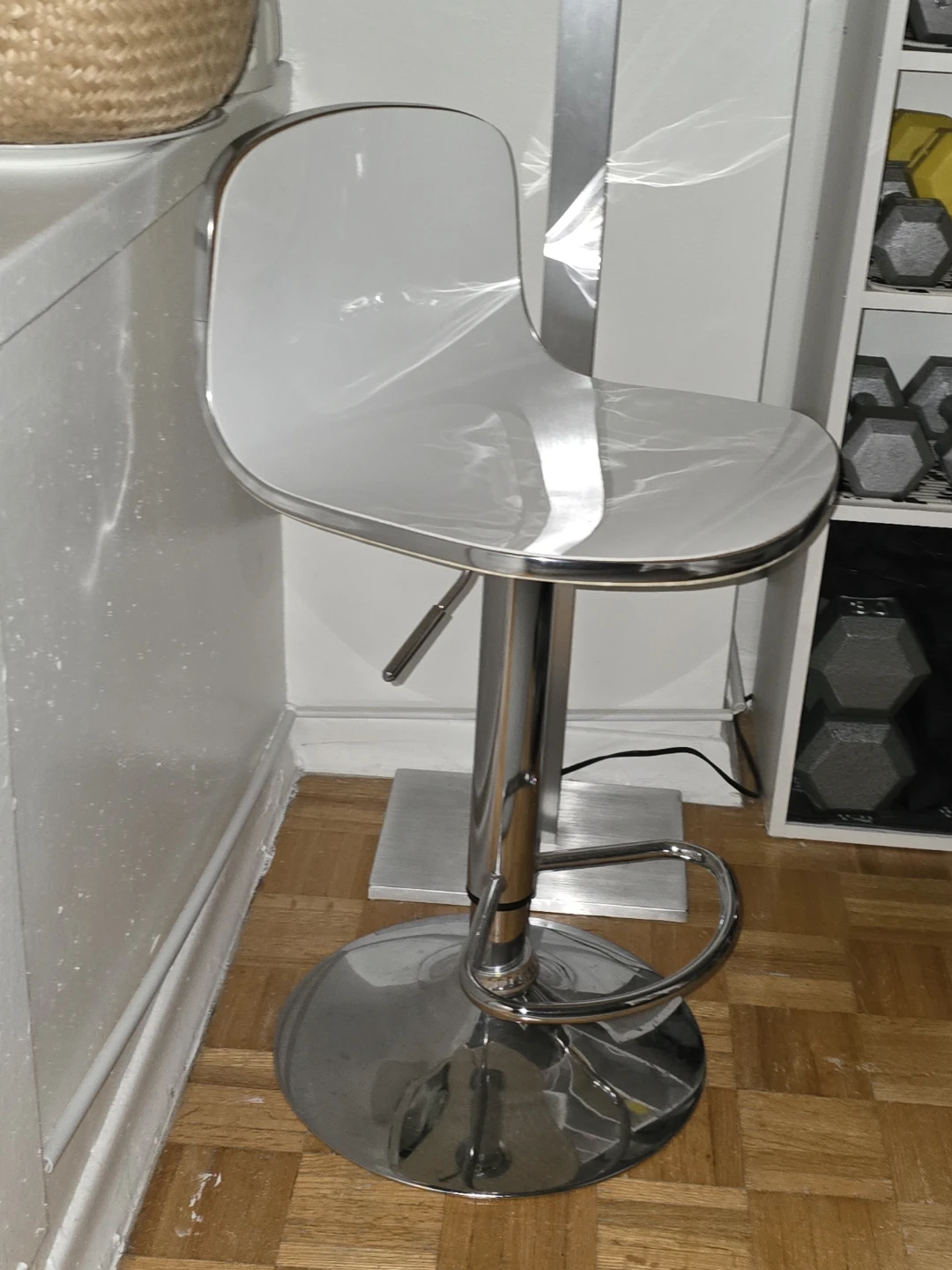 Modern white and chrome adjustable bar stool