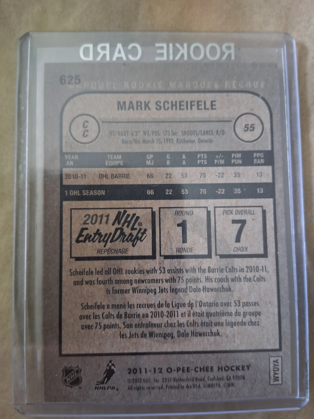 2011-12 O-Pee-Chee Mark Scheifele Rookie Card