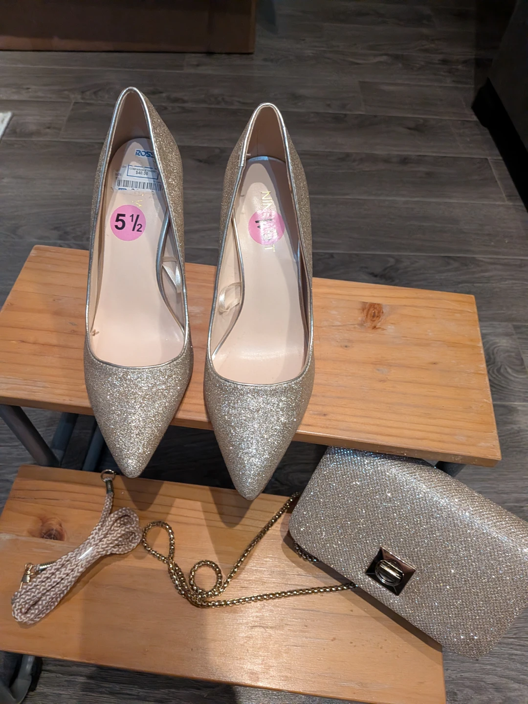 Nine West Glitter Heels and Clutch Set