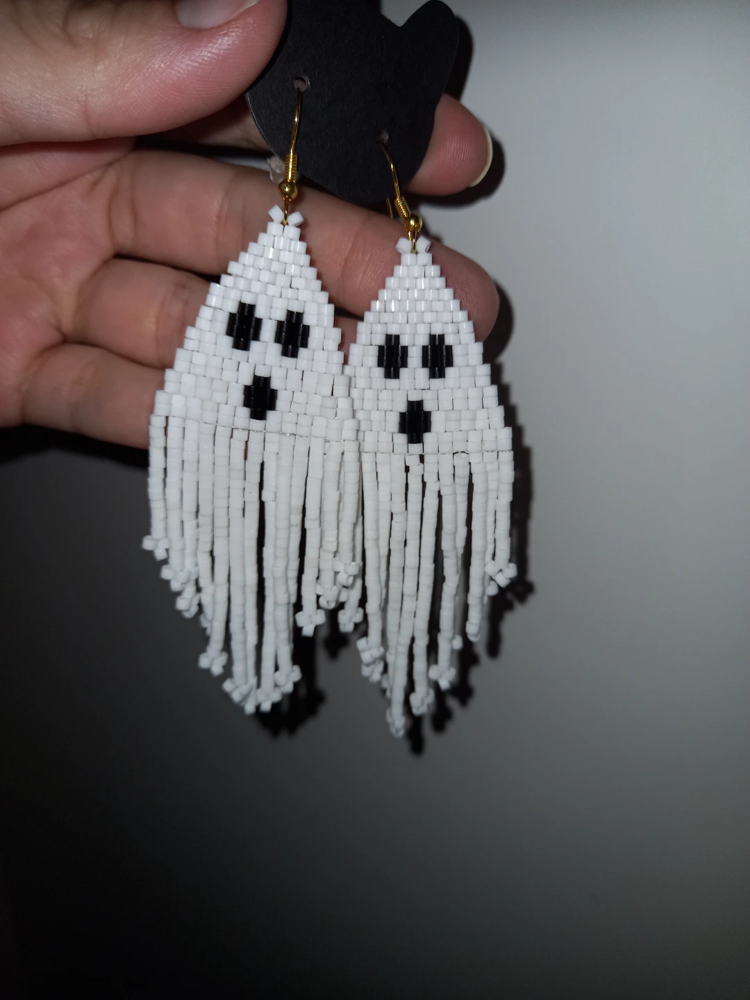 Ghost 👻 beaded fringe earrings