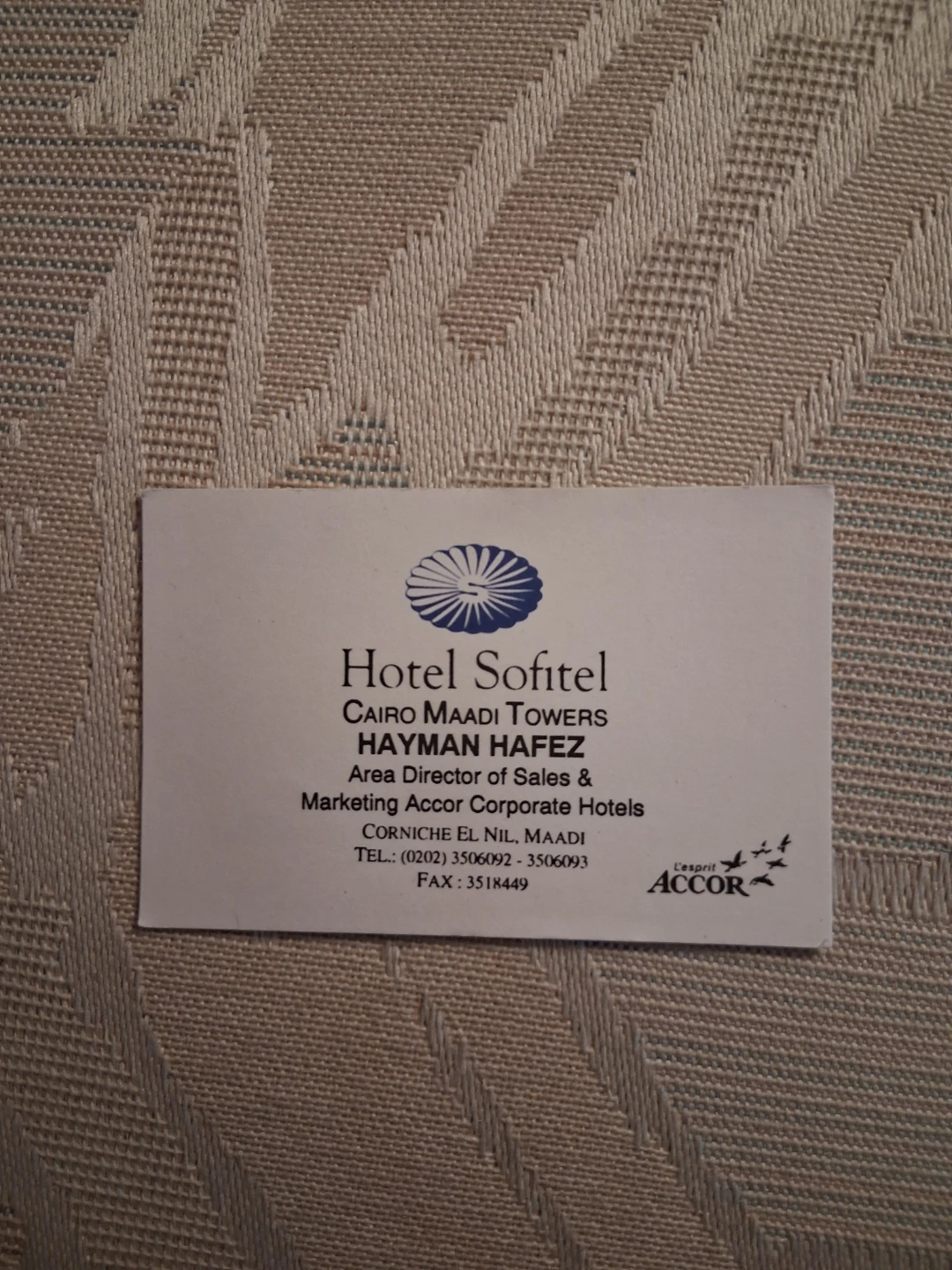Vintage Hotel Sofitel Cairo Business Card (1996) - Collectible