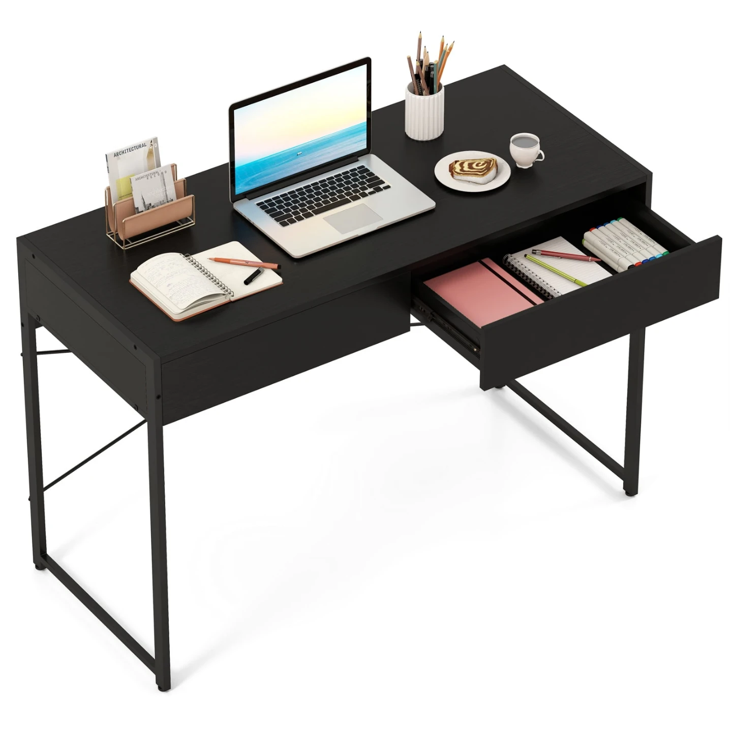 Modern Minimalist 44" Black Computer Desk - BRAND NEW