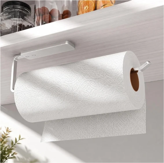 Wall-Mounted Paper Towel Holder - adhesive or screw attachment