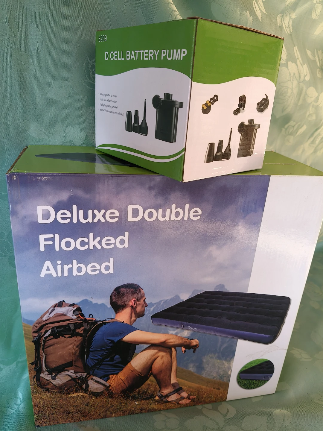 Deluxe Double Flocked Airbed and D-Cell Battery Pump - photo 2